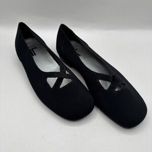 Trotters Metallic Black Shoe Maggie Sz 7.5 W Mary Jane Ballet Flats